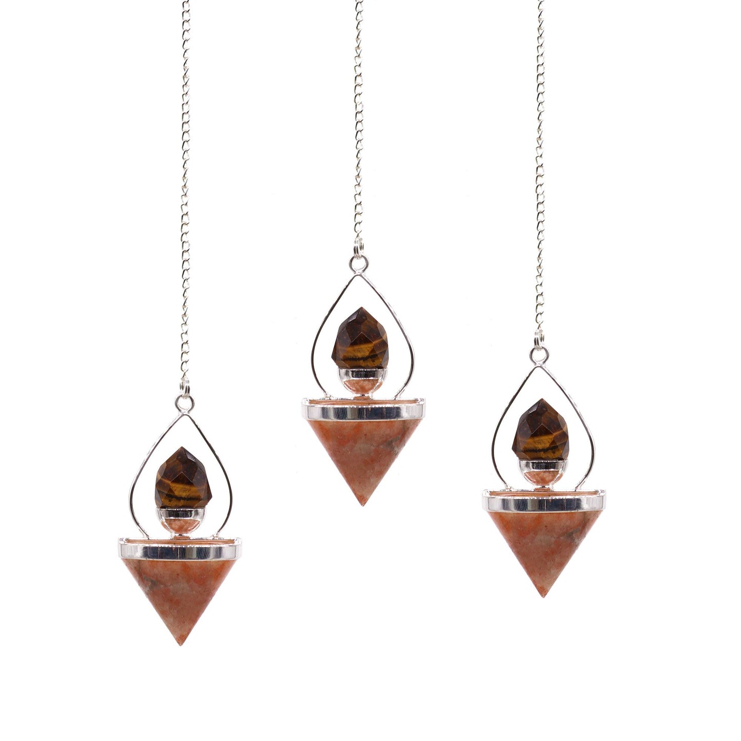 Gemstone Lantern of Life Pendulum - Sunstone & Tiger's Eye