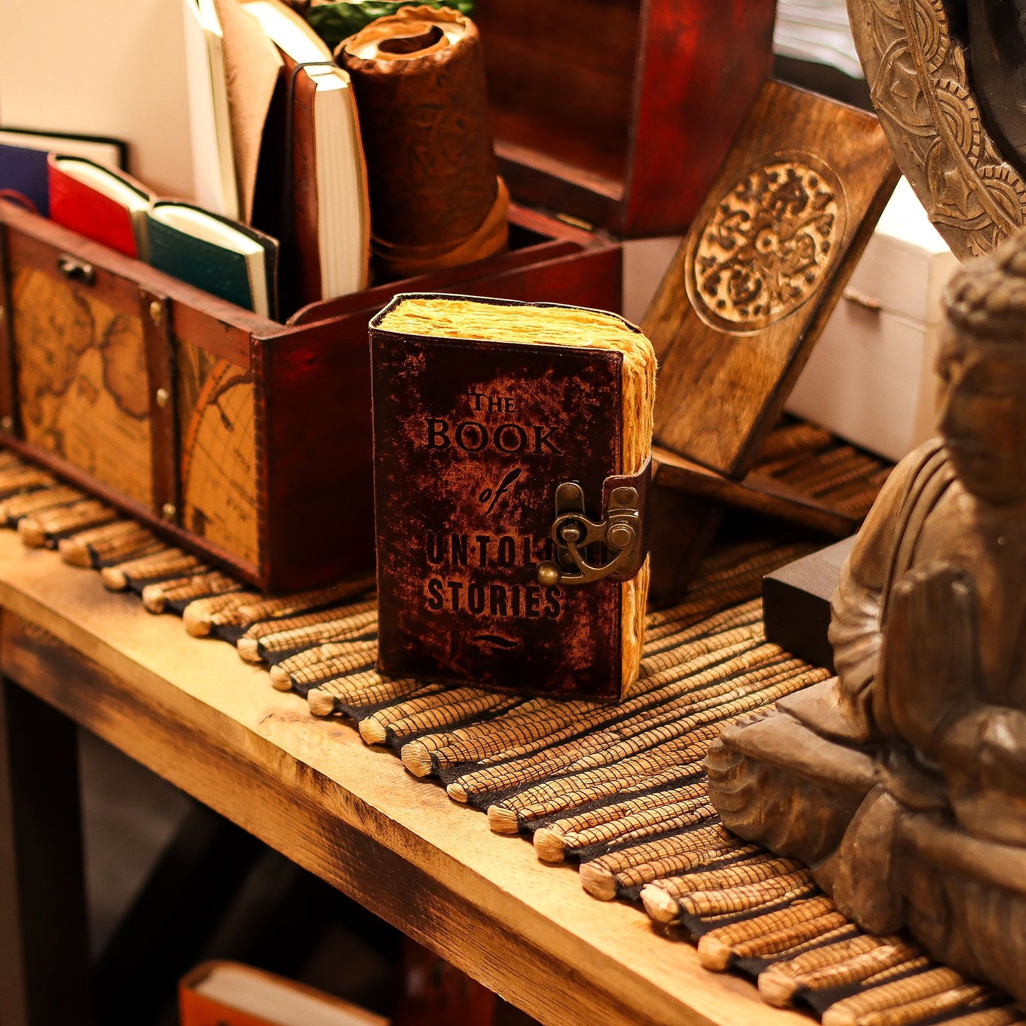 Fat Deckled Leather Notebook – The Book of Untold Stories – 15x10cm