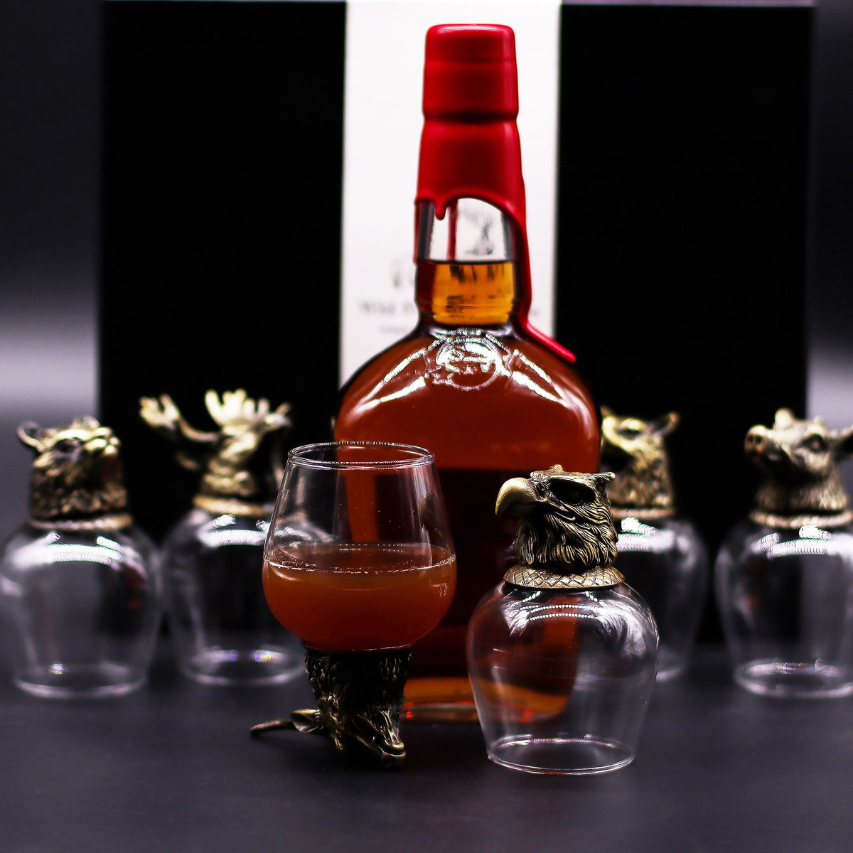 Gift Set of 6 Glasses (100ml) - Wild Forest Creatures - Antique Bronze