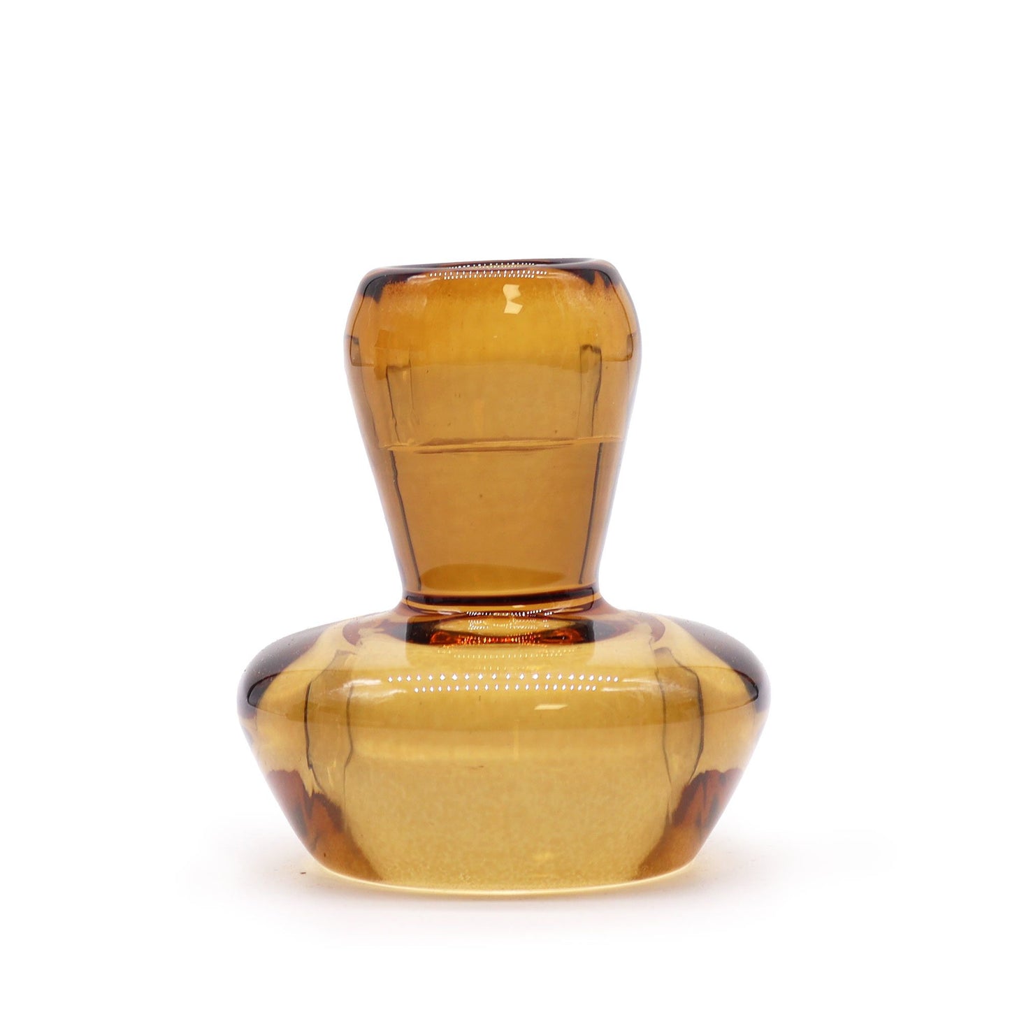 Pair of Mushroom Flip Dinner Candle / Tealight Holders - Antique Amber
