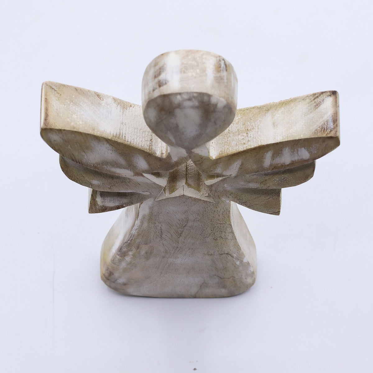 Mango Wood Angel - Whitewash with Star Cut Out (18cm)