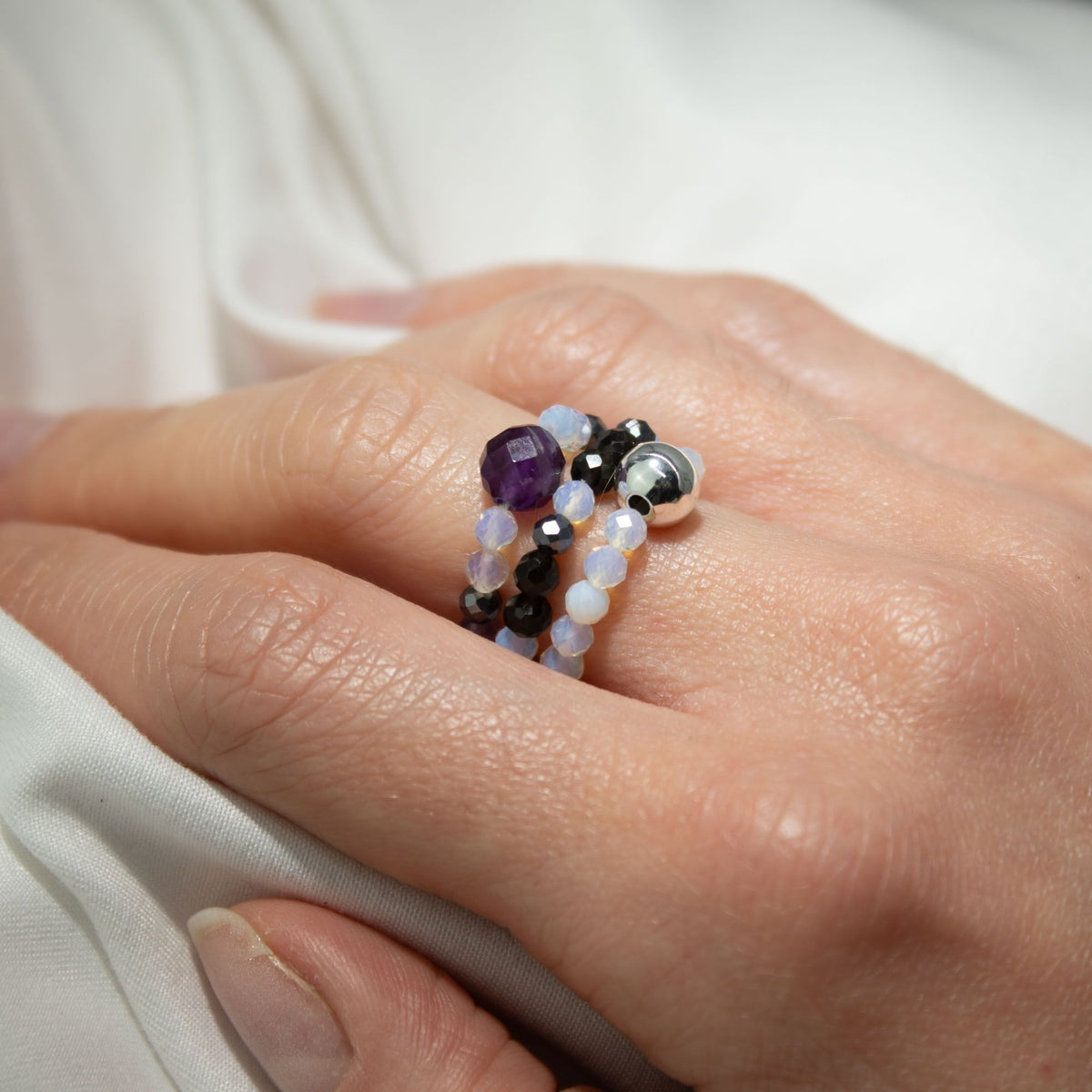 Nymph Spirit Gemstone Ring Set - Full Moon