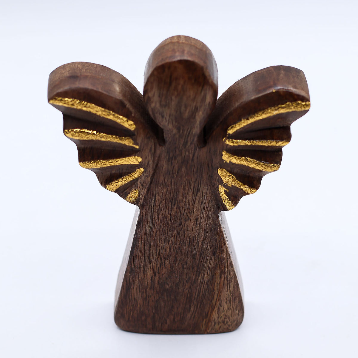 Medium Mango Wood Angel - Gold Decor (16cm)