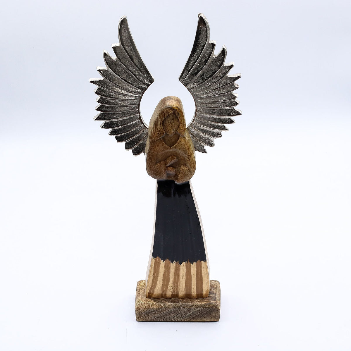 Large Mango Wood Gardian Angel Metal Wings & Enamel Detail (40cm)