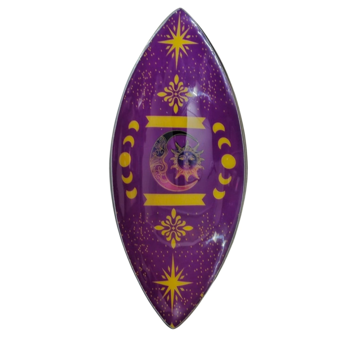 Enamelled Aluminum Incense Bowl - Purple Sun & Moon Phases