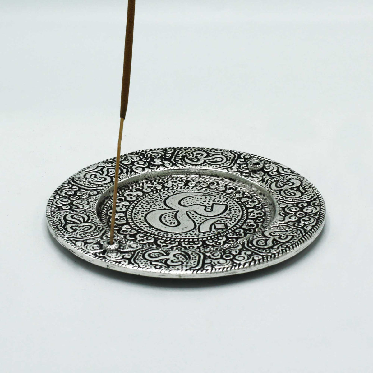 Polished Aluminium Om Round Incense Holder