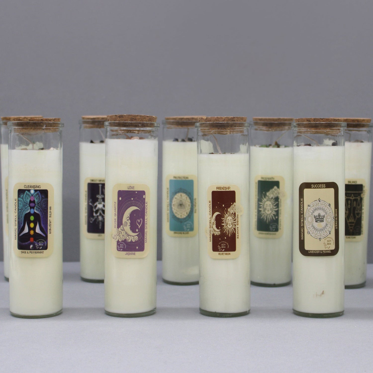 Magic Spell Candles with Gemstones