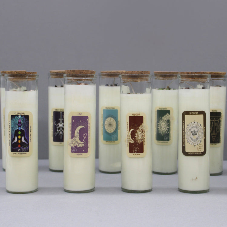 Magic Spell Candles with Gemstones