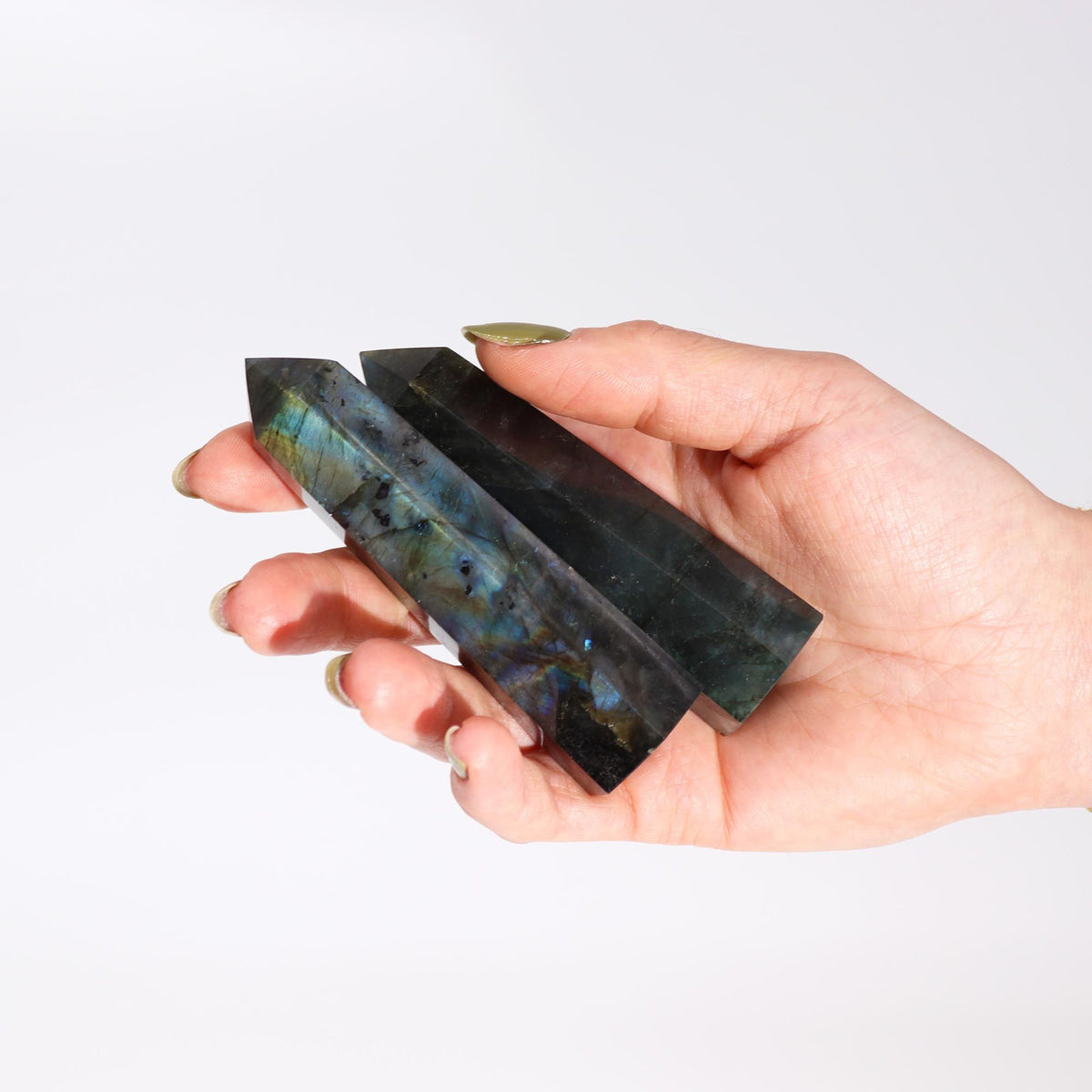 Madagascar Labradorite Obelisk Point (approx 50-65gm 100x28mm)