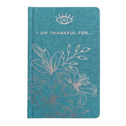 Blue Gratitude Journal with Silver Lining - 120 pages - I am Thankful For