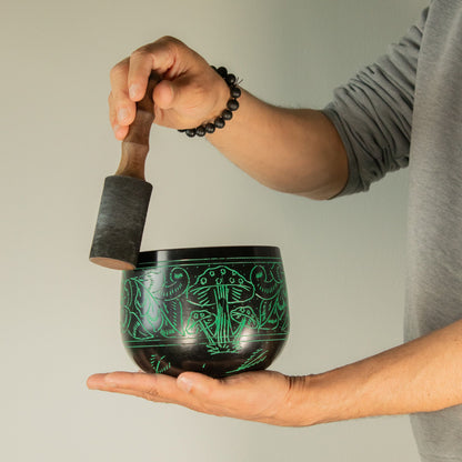 Cauldron Singing Bowl - Magic Mushroom - Green (15cm)