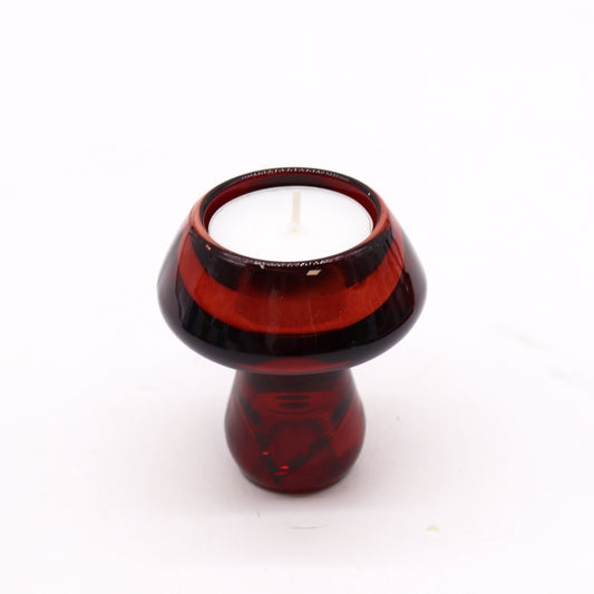 Pair of Mushroom Flip Dinner Candle / Tealight Holders - Vampire Red