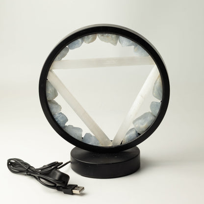 Gemstone Halo Lamp - Water - Aquamarine & Selenite