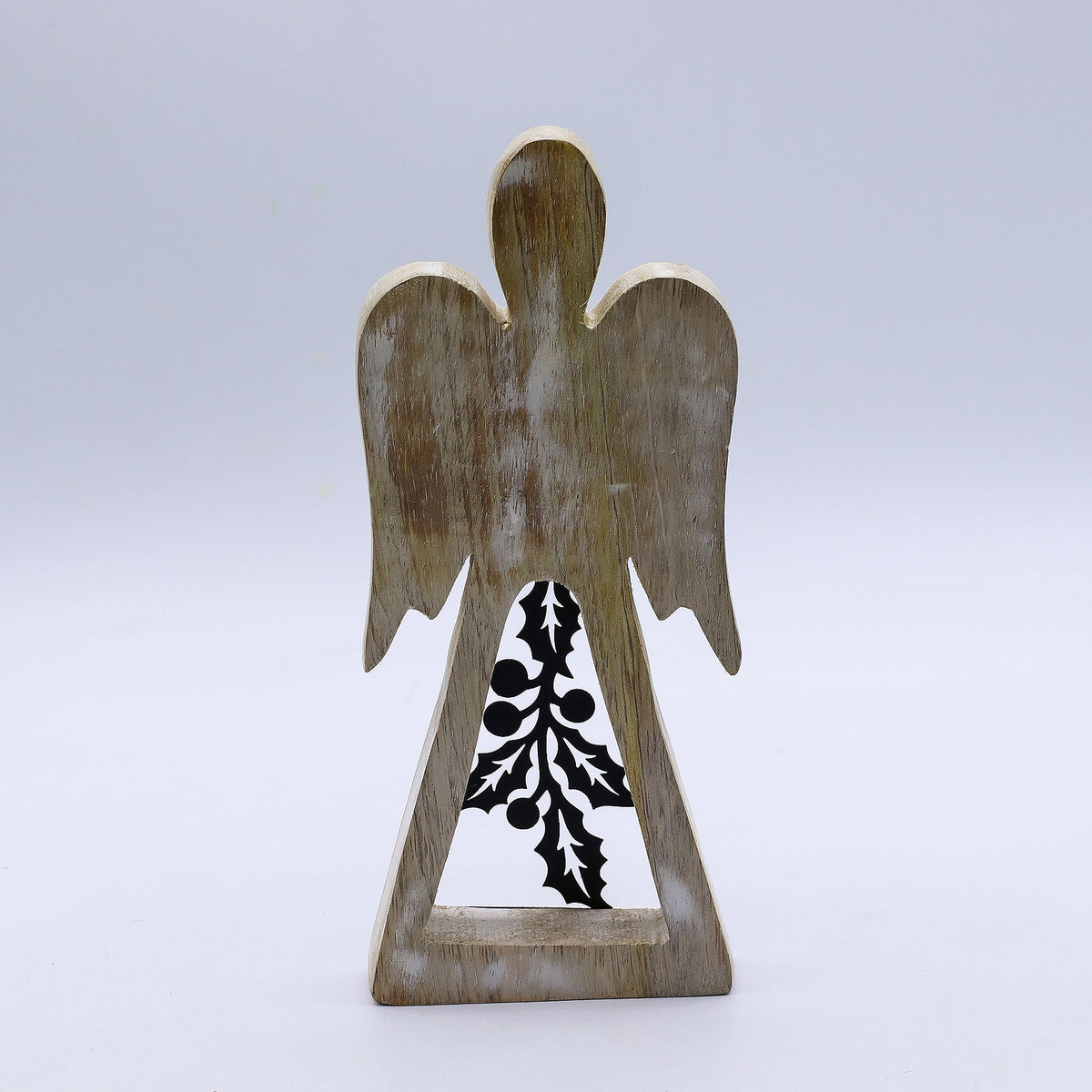 Mango Wood Angel - Whitewash with Iron Decor Cut Out (18cm)