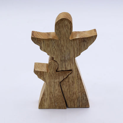 Mango Wood Angel in Angel - White Enamel (15cm)