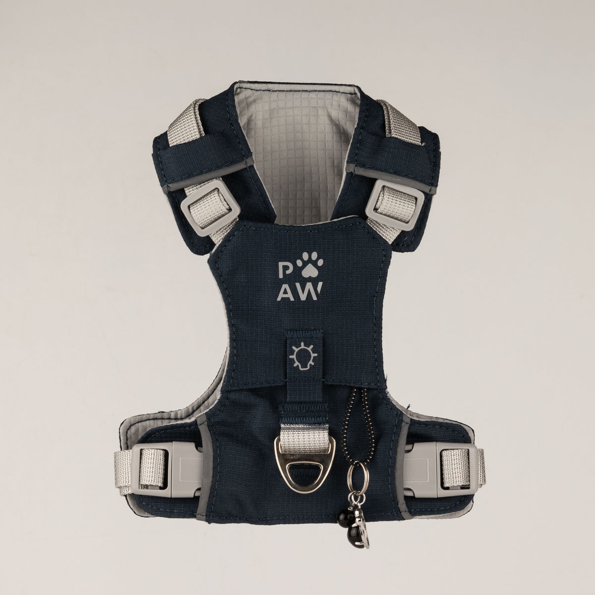 PAW - XS (2-4Kg) Dog Step-in Guardian Harness with Reflective Mesh - Rock Grey - Black Obsidian Charm