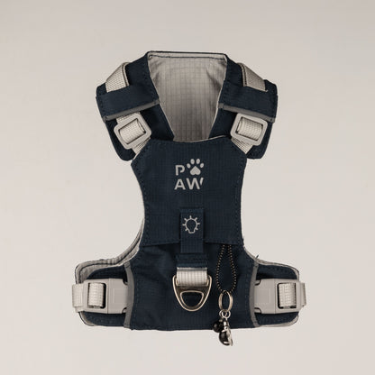PAW - XS (2-4Kg) Dog Step-in Guardian Harness with Reflective Mesh - Rock Grey - Black Obsidian Charm