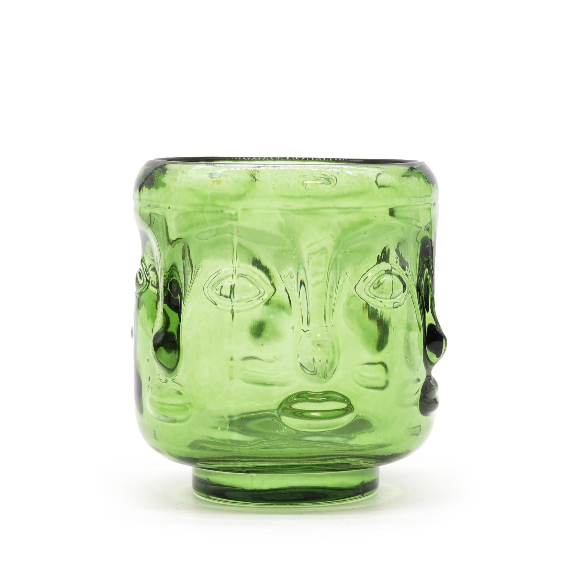Pair of Buddha Faces Candle Holders - Garden Jade