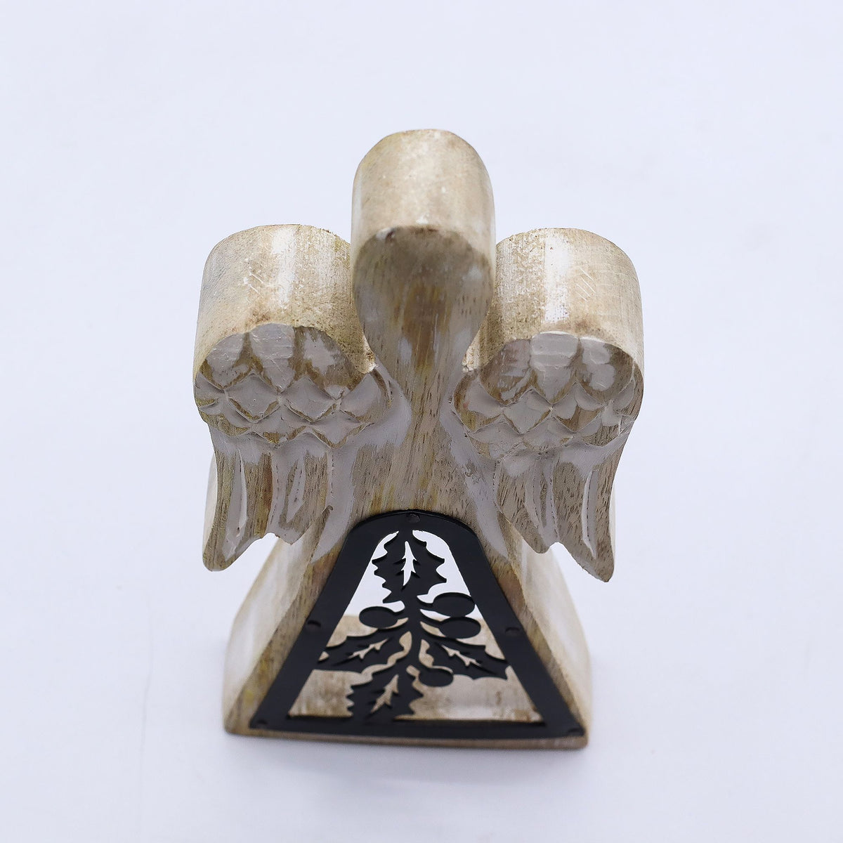 Mango Wood Angel - Whitewash with Iron Decor Cut Out (18cm)