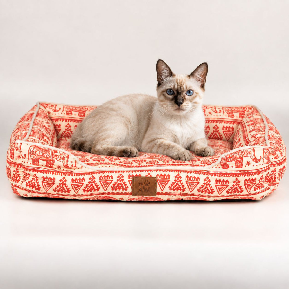 PAW Bed – Lucky Elephant – Red – 60 × 50 × 14cm