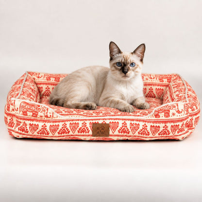 PAW Bed – Lucky Elephant – Red – 60 × 50 × 14cm
