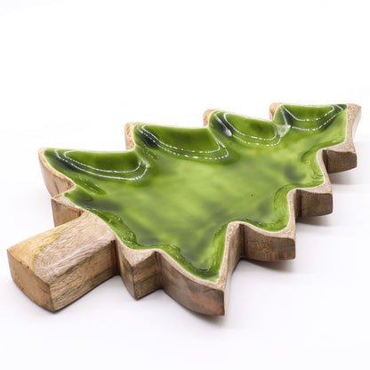 Lost in the Forrest -  Enamel Tree Wooden Bowl - 25x19cm