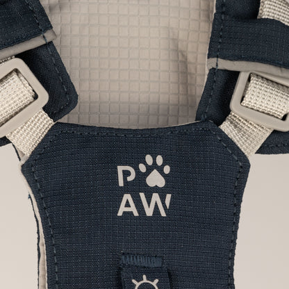 PAW - XS (2-4Kg) Dog Step-in Guardian Harness with Reflective Mesh - Rock Grey - Black Obsidian Charm