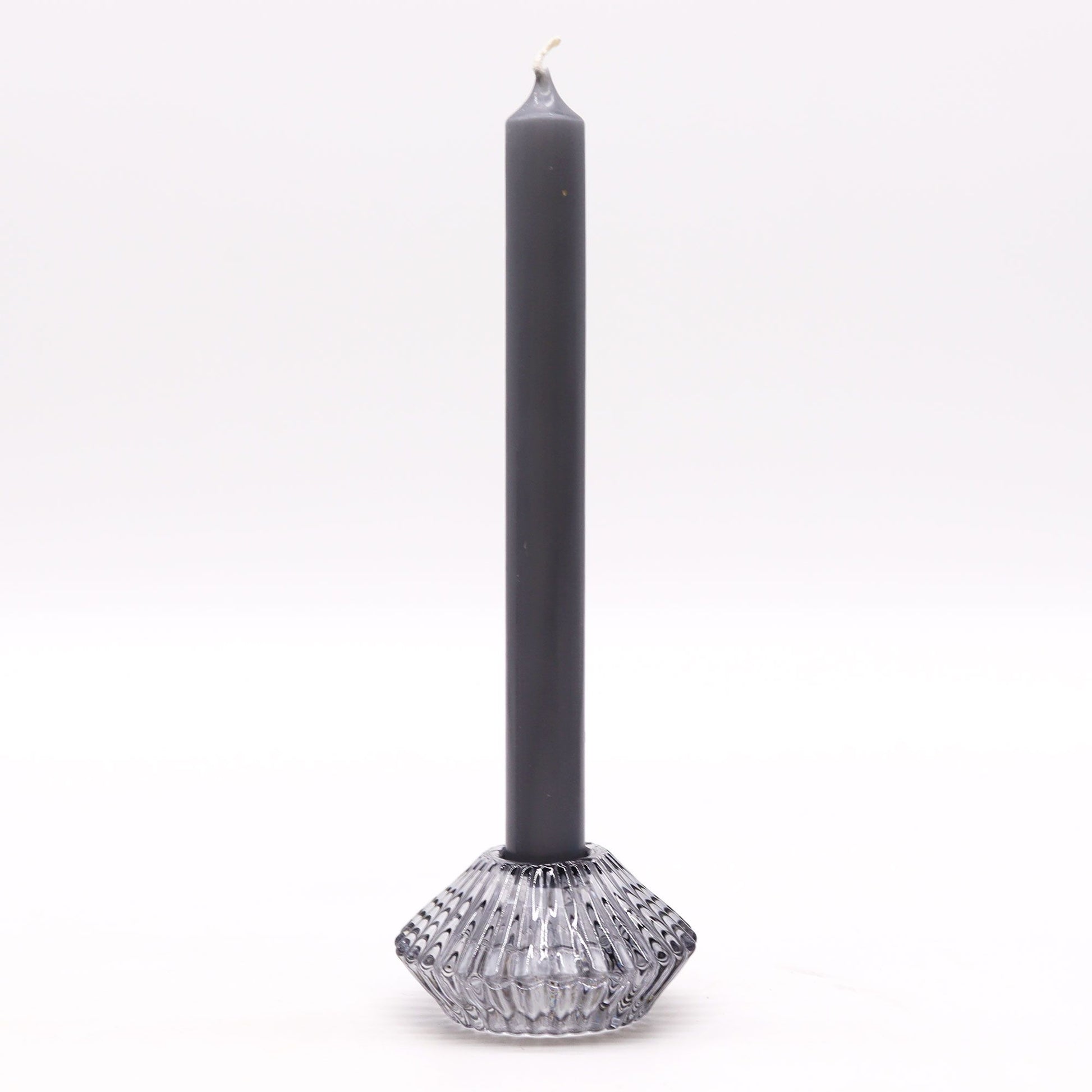 Pair of Flower Flip Dinner Candle / Tealight Holders - Midnight Grey