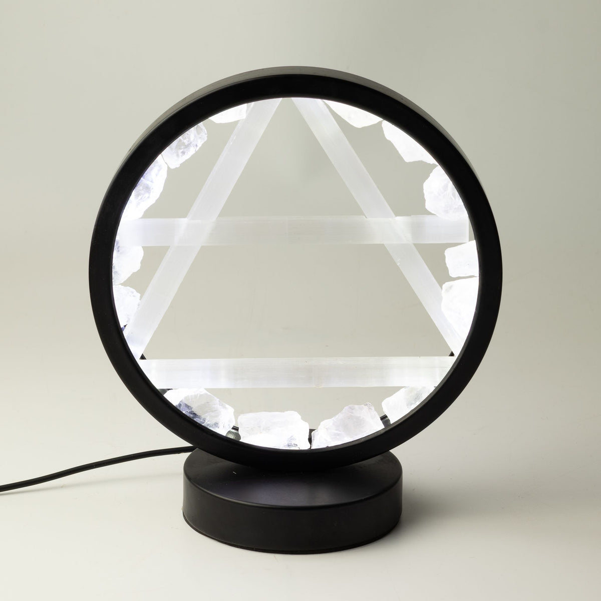 Gemstone Halo Lamp - Air - Clear Quartz & Selenite