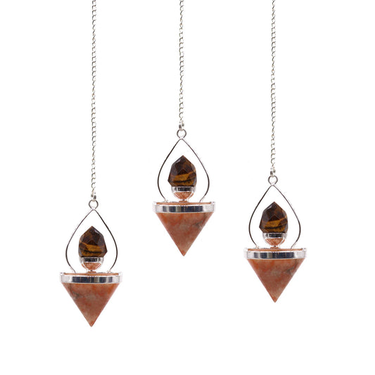 Gemstone Lantern of Life Pendulum - Sunstone & Tiger's Eye