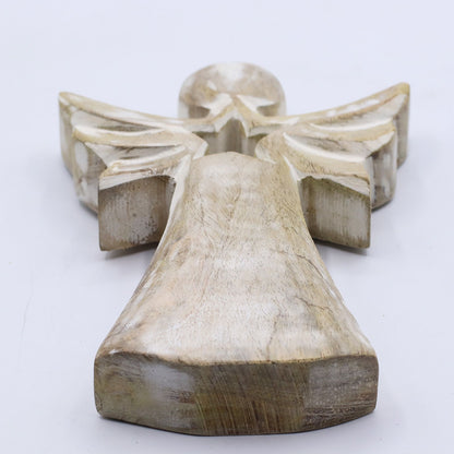 Mango Wood Angel - Whitewash with Star Cut Out (18cm)