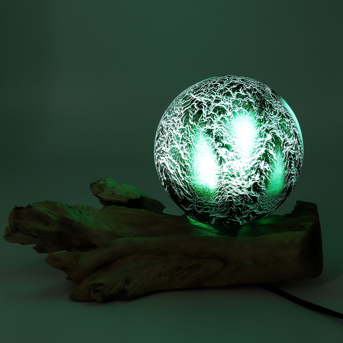 DriftGlow Lamp Emerald Crackle Shade