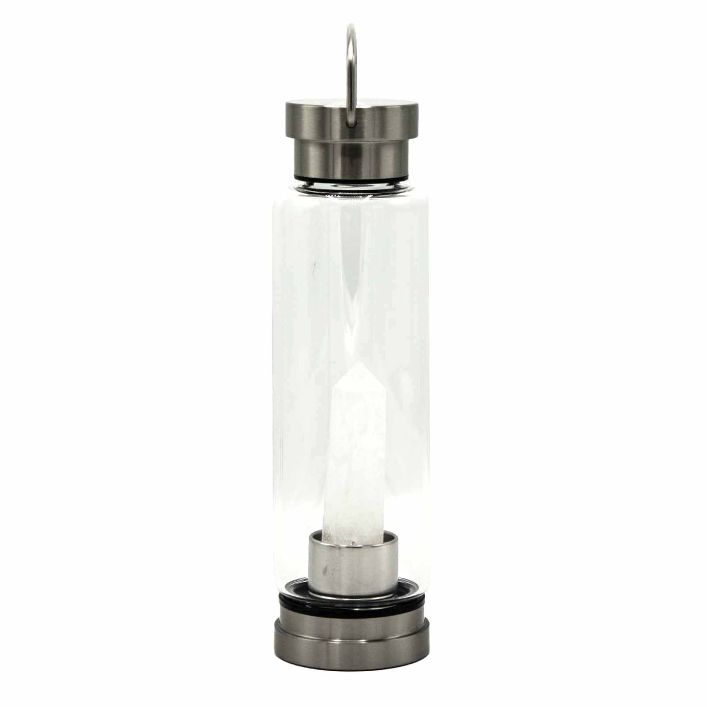 Crystal Infused Glass Water Bottle - Clear Quartz - Obelisk