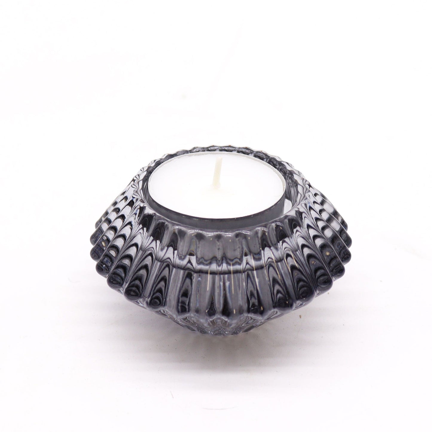 Pair of Flower Flip Dinner Candle / Tealight Holders - Midnight Grey