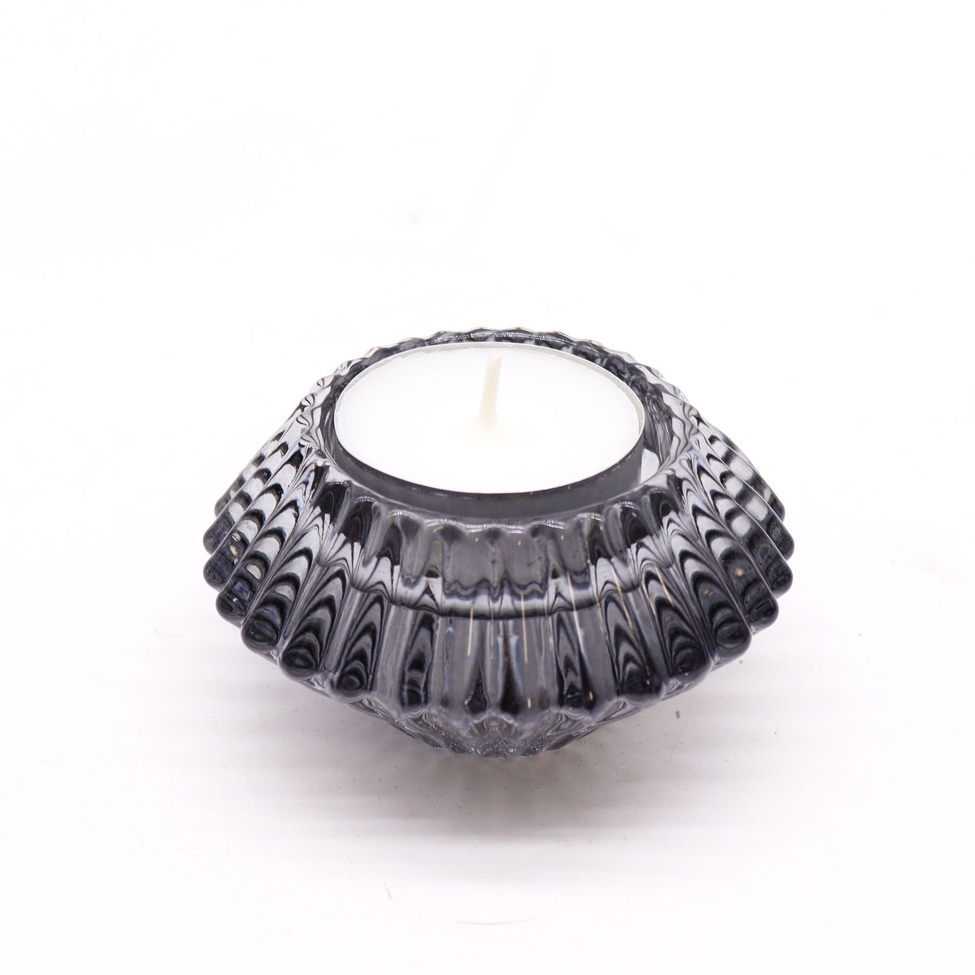 Pair of Flower Flip Dinner Candle / Tealight Holders - Midnight Grey