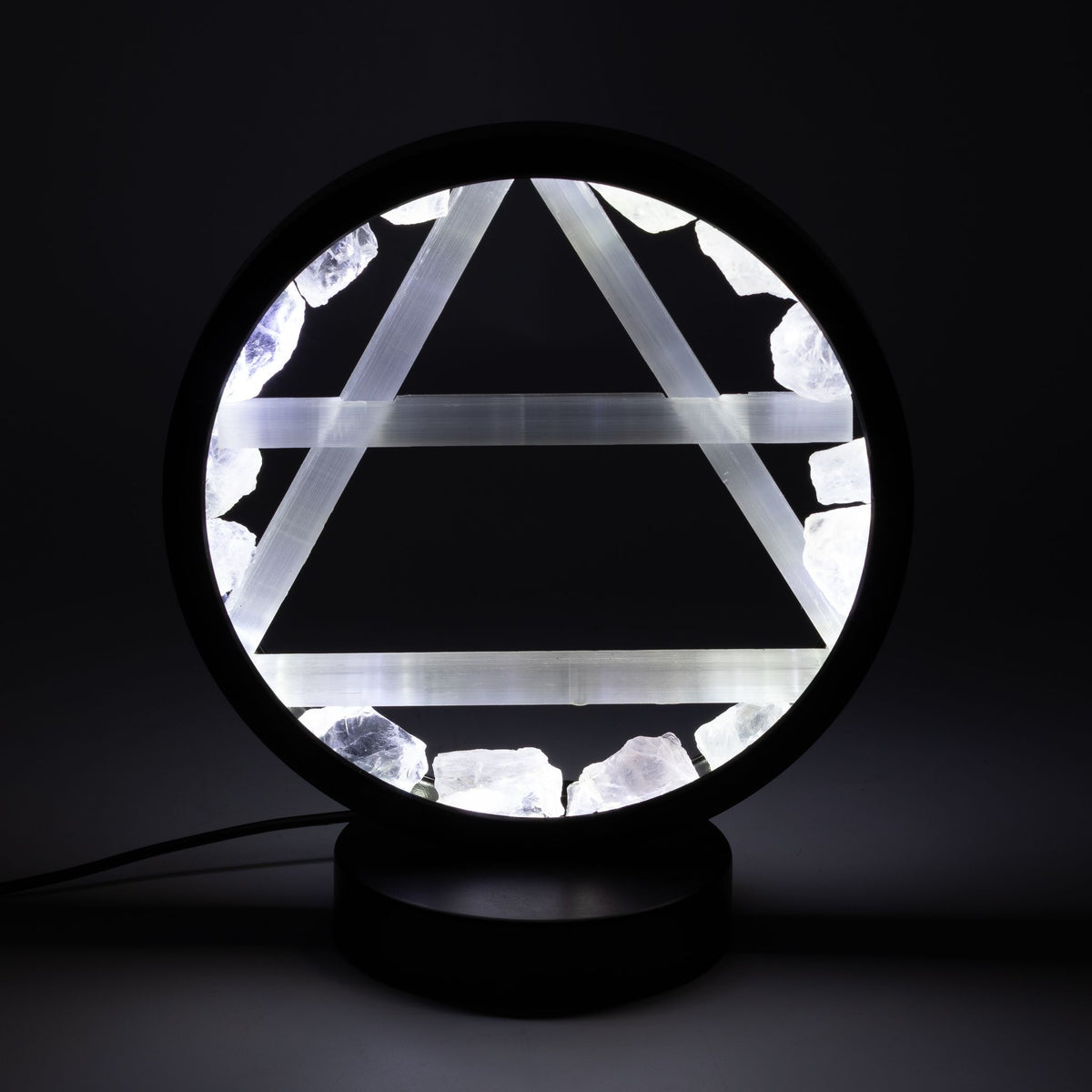 Gemstone Halo Lamp - Air - Clear Quartz & Selenite