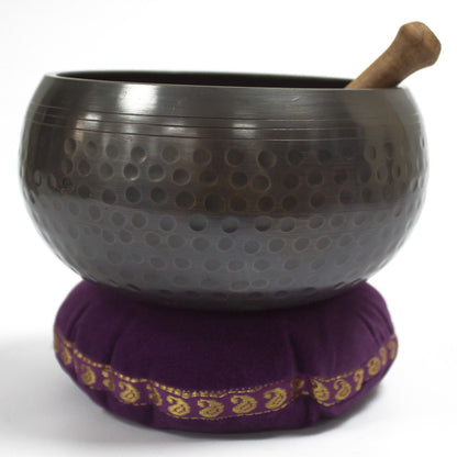 Singing Bowl Velvet Cushion - 16cm - Assorted Colours