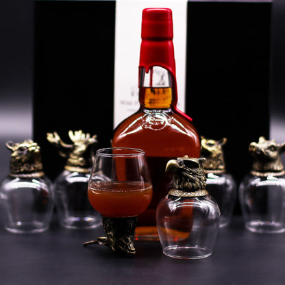 Gift Set of 6 Glasses (100ml) - Wild Forest Creatures - Antique Bronze