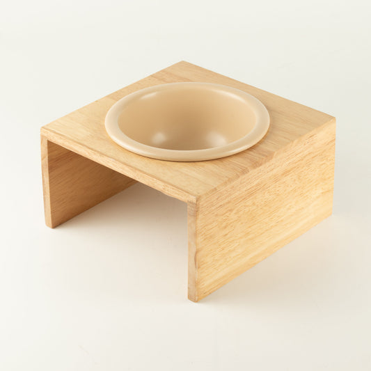 PAW Food Bowls - Large Single Ceramic in Wooden Stand - 14cm