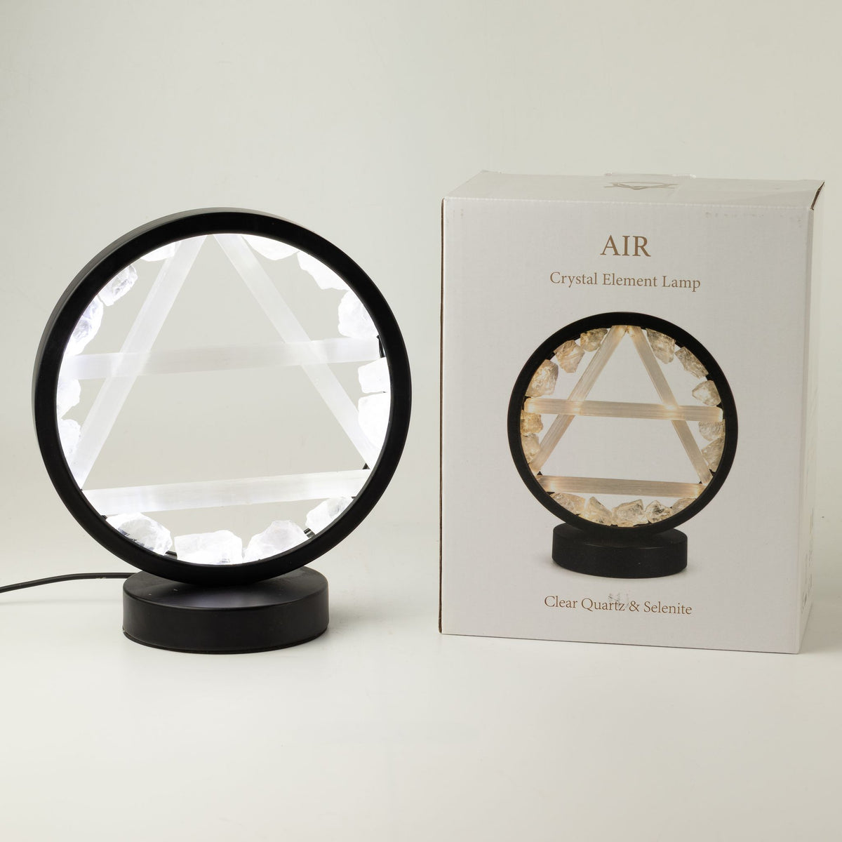 Gemstone Halo Lamp - Air - Clear Quartz & Selenite