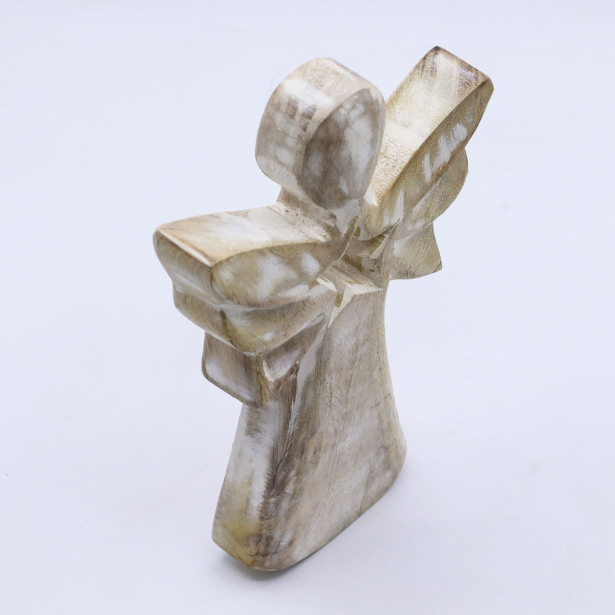 Mango Wood Angel - Whitewash with Star Cut Out (18cm)