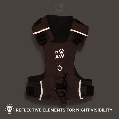 PAW - XS (2-4Kg) Dog Step-in Guardian Harness with Reflective Mesh - Rock Grey - Black Obsidian Charm