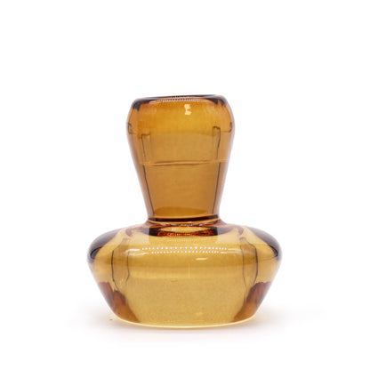Pair of Mushroom Flip Dinner Candle / Tealight Holders - Antique Amber