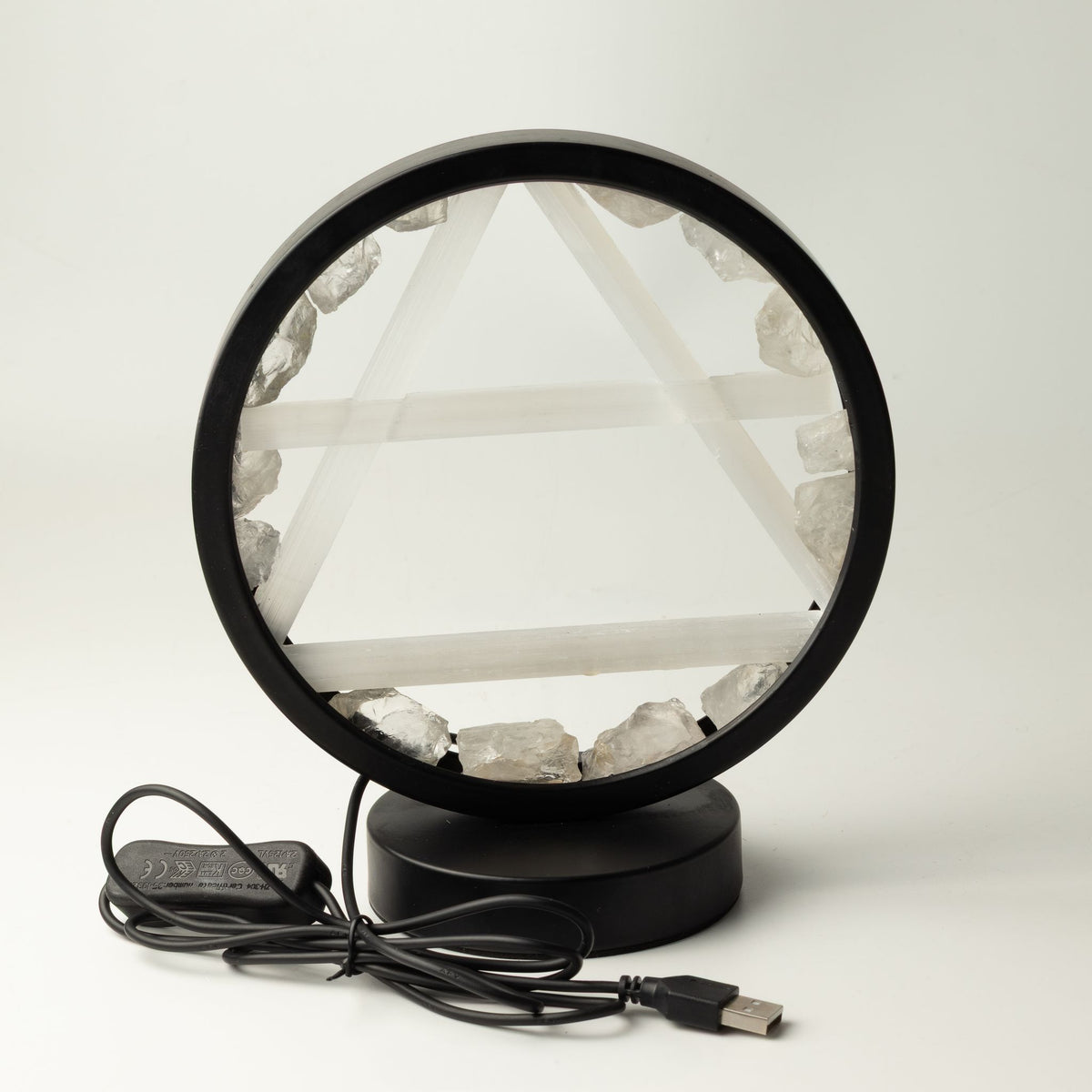 Gemstone Halo Lamp - Air - Clear Quartz & Selenite