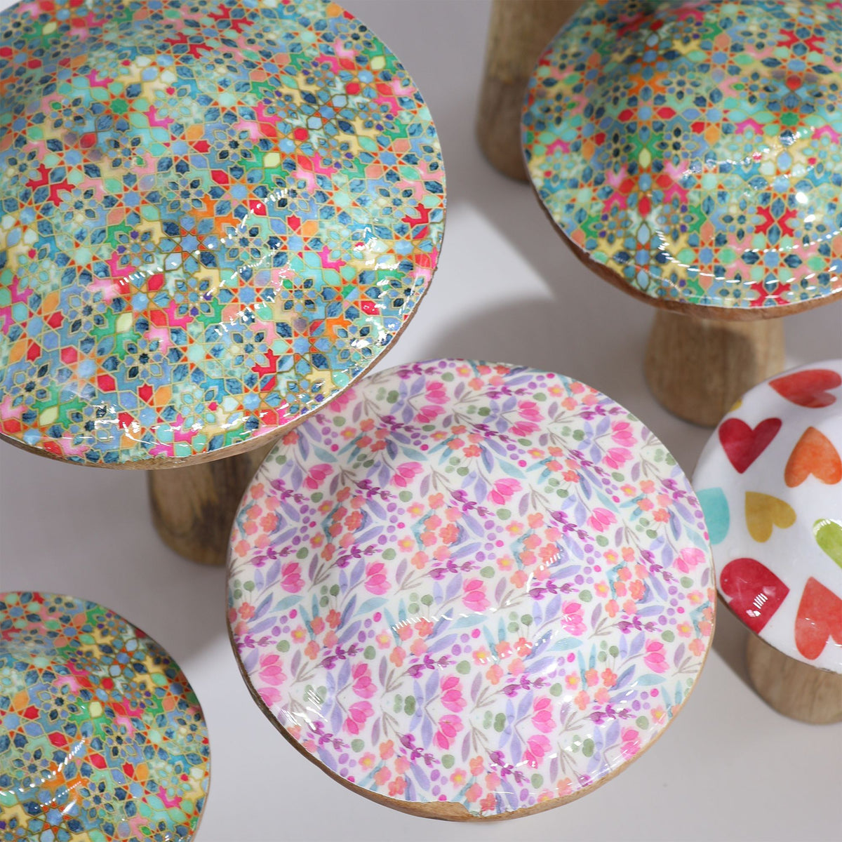 Large Wooden Mushroom - 20cm - Pretty Floral