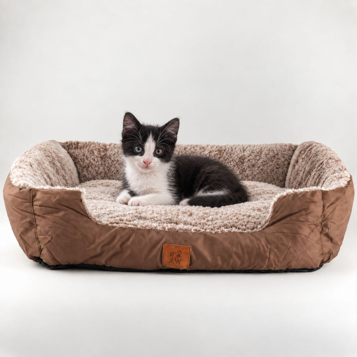 PAW Bed – Small Plush Teddy Brown – 60 × 45 × 17cm