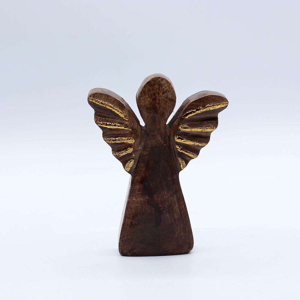 Small Mango Wood Angel - Gold Decor (12cm)