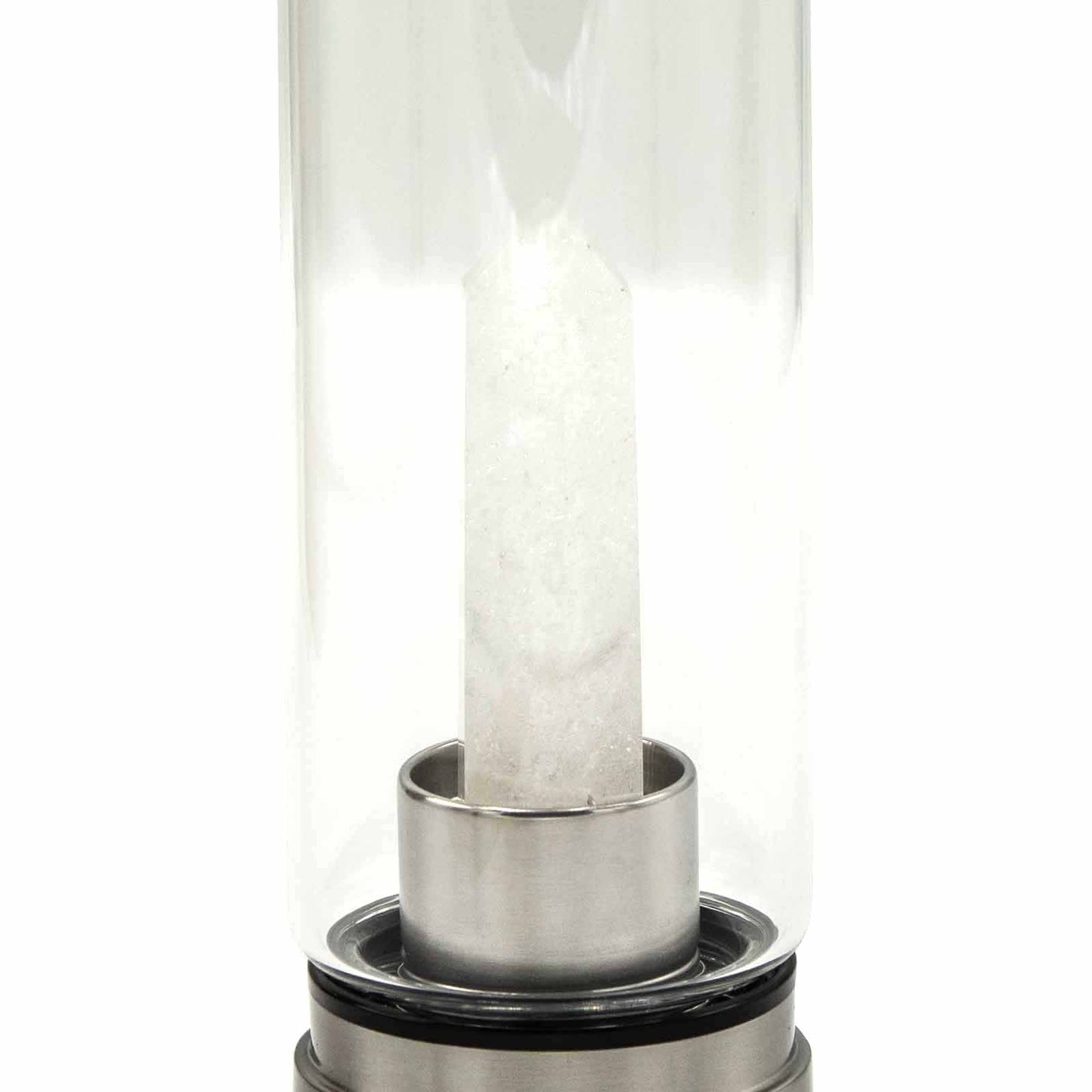 Crystal Infused Glass Water Bottle - Clear Quartz - Obelisk