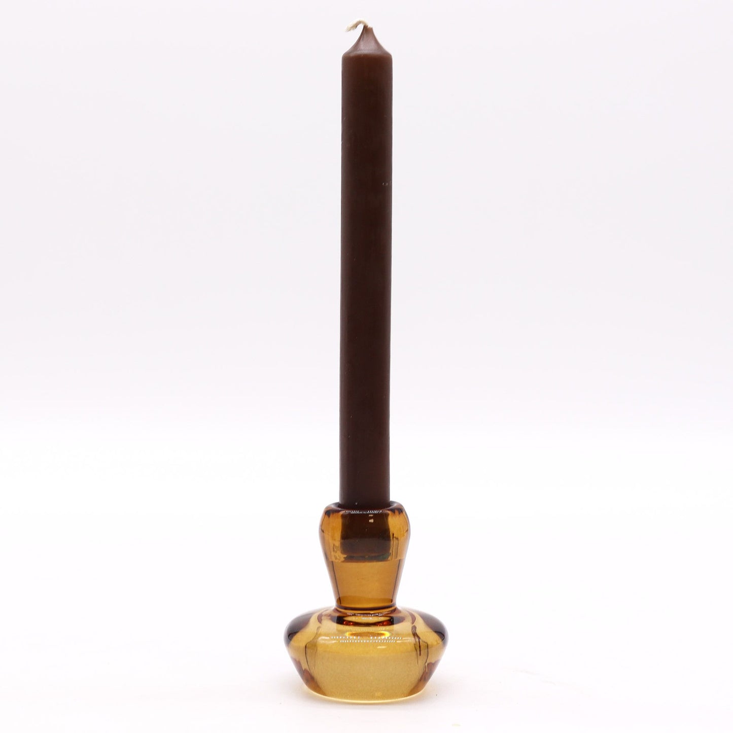 Pair of Mushroom Flip Dinner Candle / Tealight Holders - Antique Amber