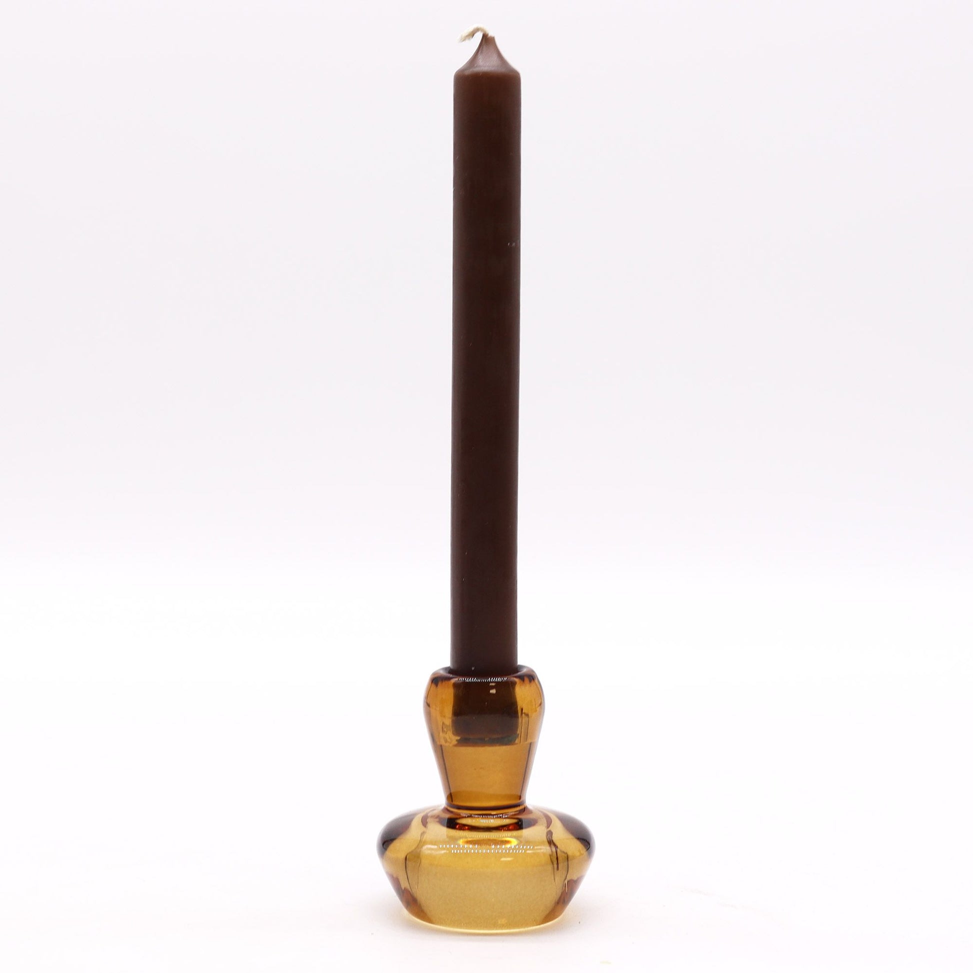 Pair of Mushroom Flip Dinner Candle / Tealight Holders - Antique Amber